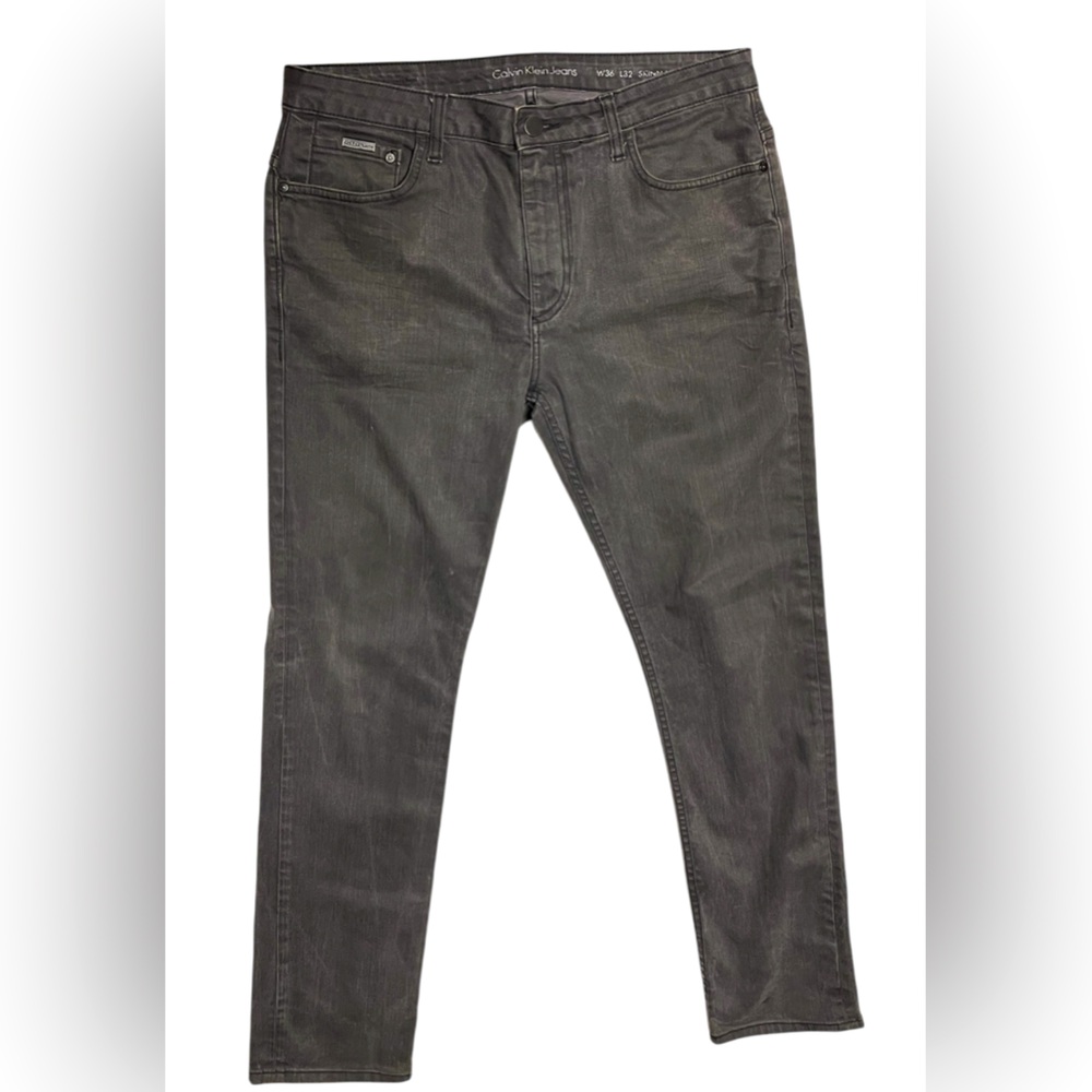CALVIN KLEIN SKINNY JEANS STRETCH DENIM MENS GREY COLOR SIZE W36 L32